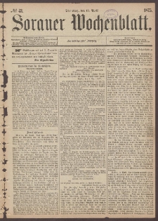 Sorauer Wochenblatt, No. 43. (13. April 1875)