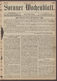 Sorauer Wochenblatt, No. 72. (22. Juni 1875)
