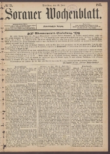 Sorauer Wochenblatt, No. 75. (29. Juni 1875)