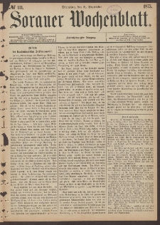 Sorauer Wochenblatt, No. 111. (21. September 1875)