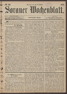 Sorauer Wochenblatt, No. 119. (9. October 1875)
