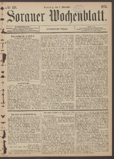 Sorauer Wochenblatt, No. 129. (2. November 1875)