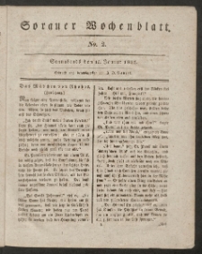 Sorauer Wochenblatt, No. 2. (15. Januar 1831)
