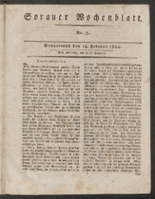 Sorauer Wochenblatt, No. 7. (14. Februar 1824)