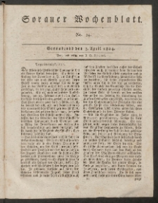Sorauer Wochenblatt, No. 14. (3. April 1824)