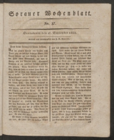 Sorauer Wochenblatt, No. 37. (17. September 1831)