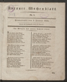 Sorauer Wochenblatt, No. 1. (5. Januar 1833)