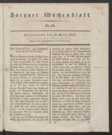Sorauer Wochenblatt, No. 12. (23. März 1833)