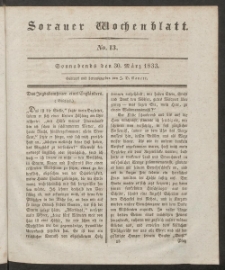 Sorauer Wochenblatt, No. 13. (30. März 1833)