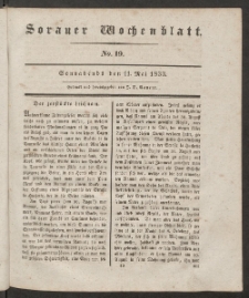 Sorauer Wochenblatt, No. 19. (1. Mai 1833)