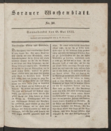 Sorauer Wochenblatt, No. 20. (18. Mai 1833)
