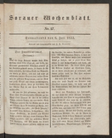 Sorauer Wochenblatt, No. 27. (6. Juli 1833)
