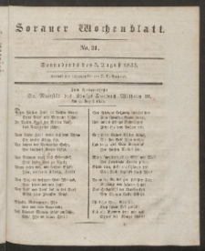 Sorauer Wochenblatt, No. 31. (3. August 1833)