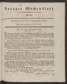Sorauer Wochenblatt, No. 36. (7. September 1833)