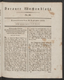Sorauer Wochenblatt, No. 39. (28. September 1833)