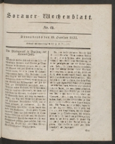 Sorauer Wochenblatt, No. 42. (19. October 1833)