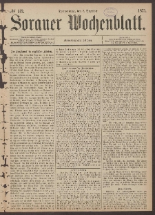Sorauer Wochenblatt, No. 142. (2. December 1875)