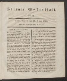Sorauer Wochenblatt, No. 12. (21. März 1835)