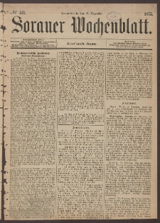 Sorauer Wochenblatt, No. 149. (18. December 1875)