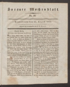 Sorauer Wochenblatt, No. 33. (15. August 1835)