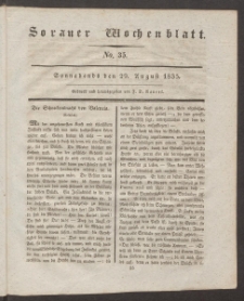 Sorauer Wochenblatt, No. 35. (29. August 1835)