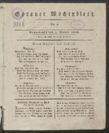 Sorauer Wochenblatt, No. 1. (5. Januar 1828)