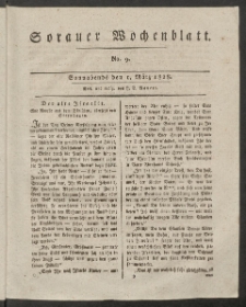 Sorauer Wochenblatt, No. 9. (1. März 1828)