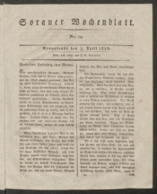 Sorauer Wochenblatt, No. 14. (5. April 1828)