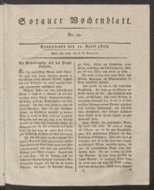 Sorauer Wochenblatt, No. 15. (12. April 1828)