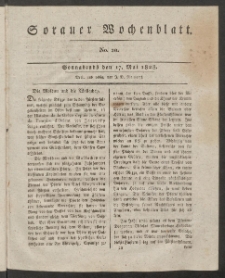 Sorauer Wochenblatt, No. 20. (17. Mai 1828)