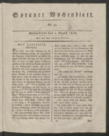 Sorauer Wochenblatt, No. 31. (2. August 1828)