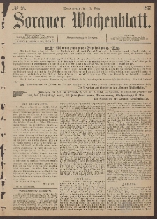 Sorauer Wochenblatt, No. 38. (29. M&auml;rz 1877)