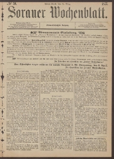 Sorauer Wochenblatt, No. 39. (31. M&auml;rz 1877)