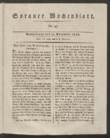 Sorauer Wochenblatt, No. 47. (22. November 1828)
