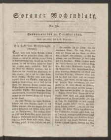 Sorauer Wochenblatt, No. 51. (20. December 1828)