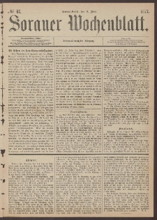 Sorauer Wochenblatt, No. 67. (9. Juni 1877)