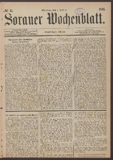 Sorauer Wochenblatt, No. 14. (1. Februar 1876)