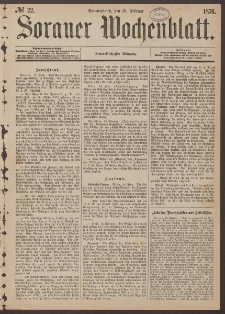 Sorauer Wochenblatt, No. 22. (19. Februar 1876)