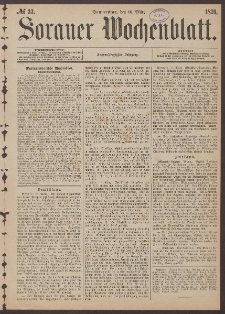 Sorauer Wochenblatt, No. 33. (16. M&auml;rz 1876)