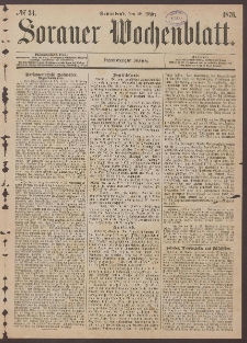 Sorauer Wochenblatt, No. 34. (18. M&auml;rz 1876)