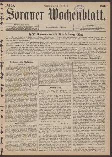 Sorauer Wochenblatt, No. 38. (28. M&auml;rz 1876)