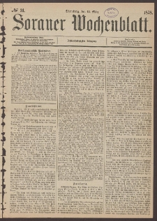 Sorauer Wochenblatt, No. 31. (12. M&auml;rz 1878)