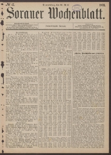 Sorauer Wochenblatt, No. 47. (20. April 1876)