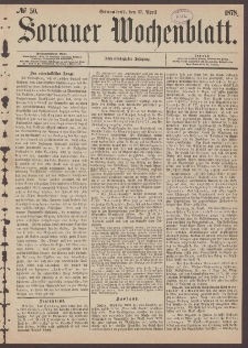 Sorauer Wochenblatt, No. 50. (27. April 1878)
