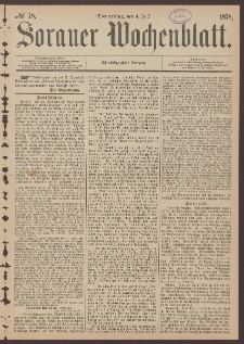 Sorauer Wochenblatt, No. 78. (4. Juli 1878)