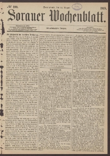 Sorauer Wochenblatt, No. 100. (24. August 1878)