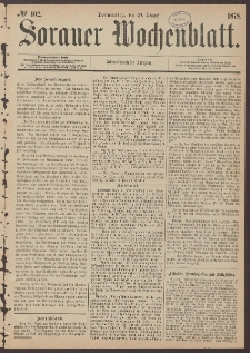 Sorauer Wochenblatt, No. 102. (29. August 1878)