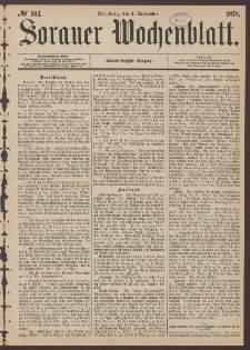 Sorauer Wochenblatt, No. 104. (3. September 1878)