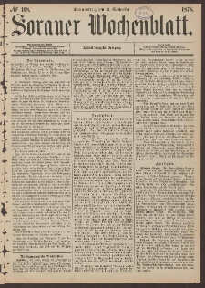 Sorauer Wochenblatt, No. 108. (12. September 1878)