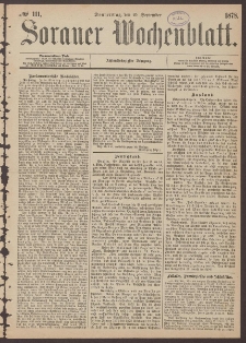 Sorauer Wochenblatt, No. 111. (19. September 1878)